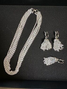 1960’s Vintage Sarah Coventry “Silvery Cascade” Necklace and Clip-On Earrings